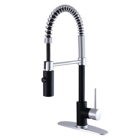 GOURMETIER LS8777NYL New York Single-Handle Pre-Rinse Kitchen Faucet, Blk/ Chrome LS8777NYL